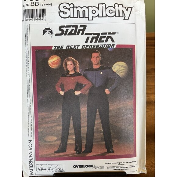 Simplicity Star Trek 1989 Costume Sew Pattern 9394 Size BB (34-44) UNCUT - Picture 4 of 11